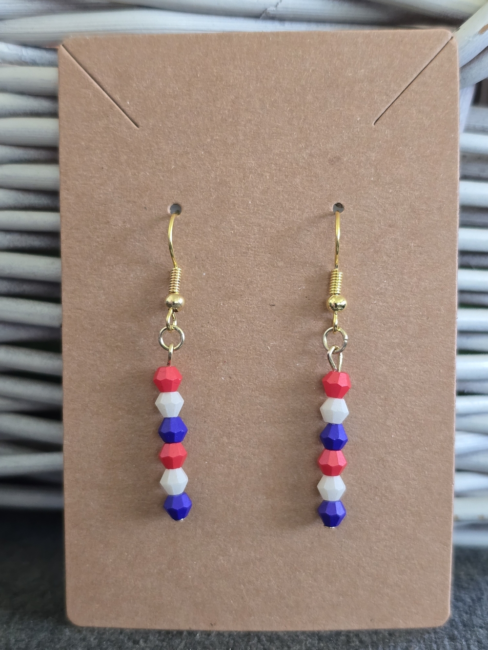 Red, White, Blue 4th of July Beaded Earrings